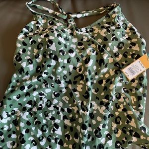 Kona Sol green leopard tankini top